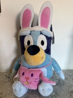 Bluey Plush with Pink Bunny Ears and Pink Bunny Pouch